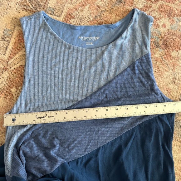Soft Surroundings Sleeveless Color Block Ribbed Maxi Dress Blue Petite Large - Picture 7 of 8